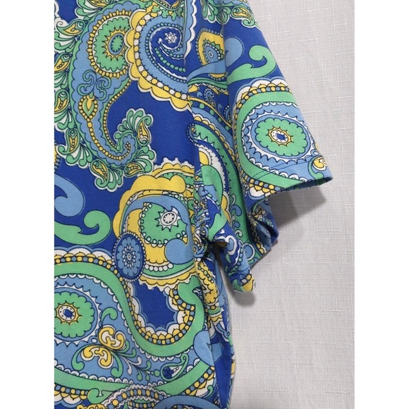 Talbots  Womens Stretch Cotton Tee Top Short Sleeve Paisley Multicolor Casual - Picture 2 of 8